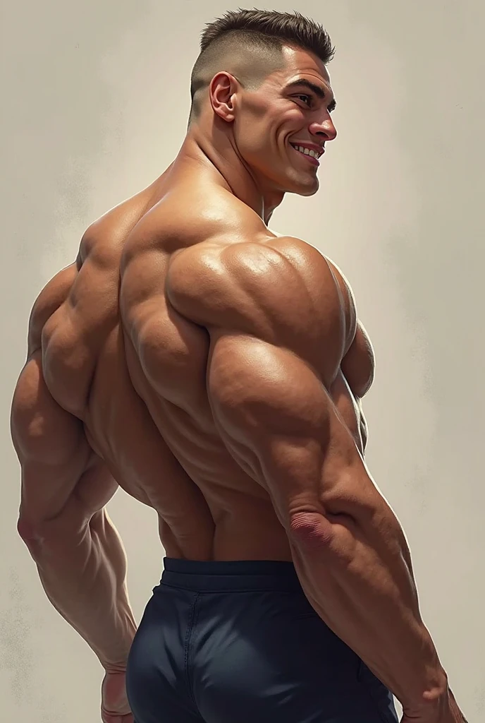 Handsome, Hunk, crew cut haircut, Muscular body, Shirtless, six pack abs, exaggerated arms and hands, holding a martini,white background