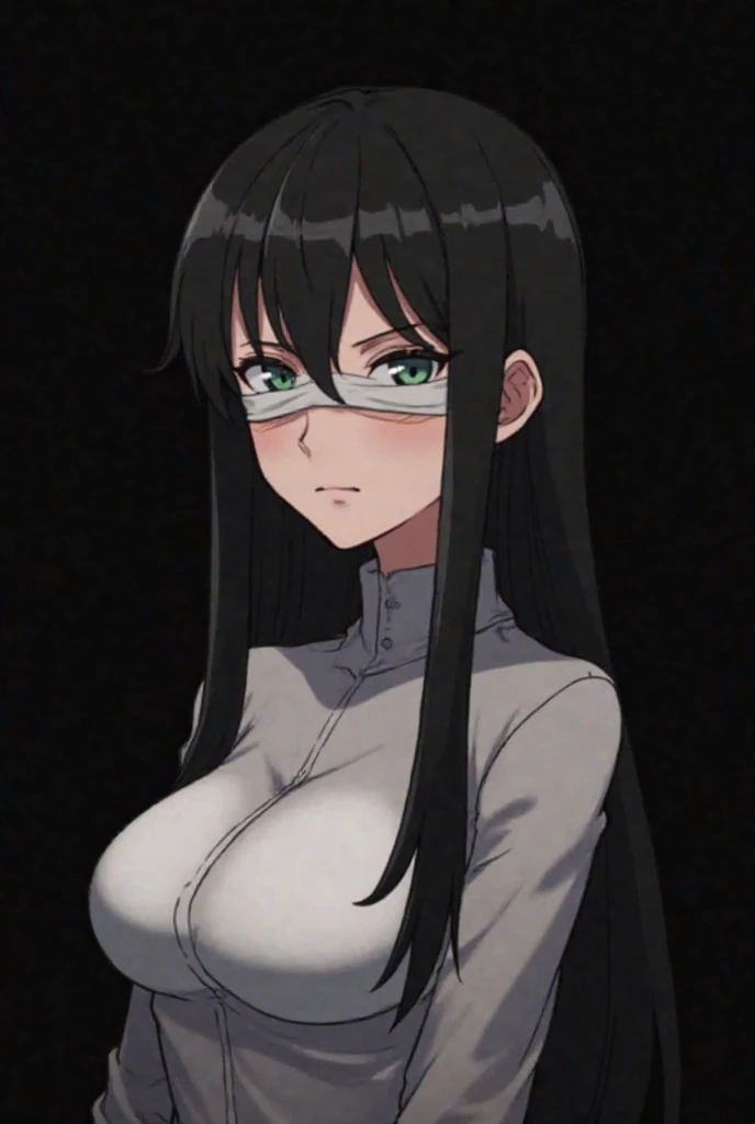jabami yumeko, looking at viewer, red eyes, long black hair, big breast