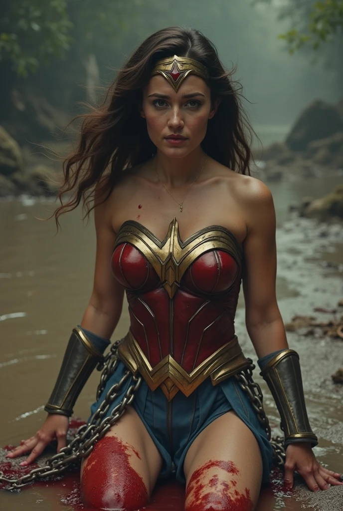 realistic, (best quality), (masterpiece), (detailed),( skin details), Dappled Light, analog style, (look at viewer), (skin texture) ,(film grain), SimoneSimonsQuiron woman, Simone Simons weraring wonder woman costume, abs, <lora:quiron_SimoneSimons_v4_lora:0.87>,
