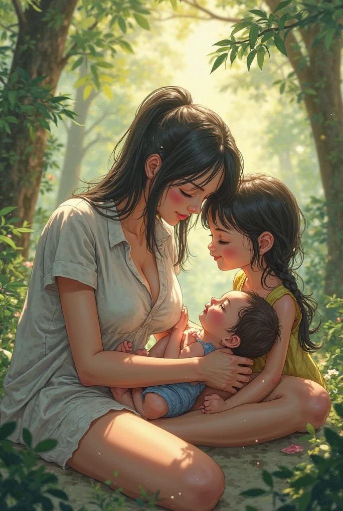 A mom who is taking care of her children