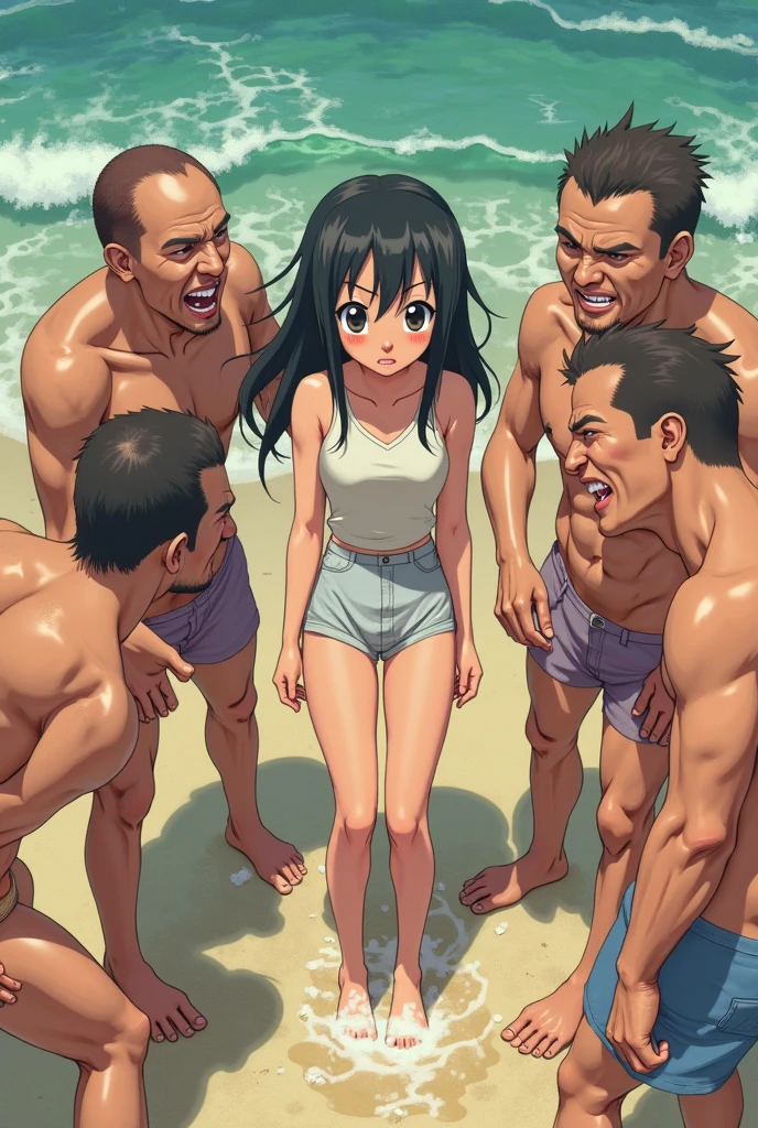 Nudist girl moving on all fours、Lots of friendly elementary school boys hugging each other、greet each other by approaching each other's faces、Laughter and joy、in group photograph、Group Selfies、In the tent、Intense shame、From above