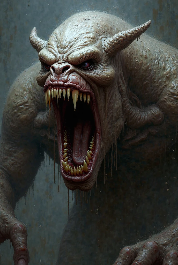 closeup shot photography of a dirt covered orc inside a abandonned warehouse by Tom Savini