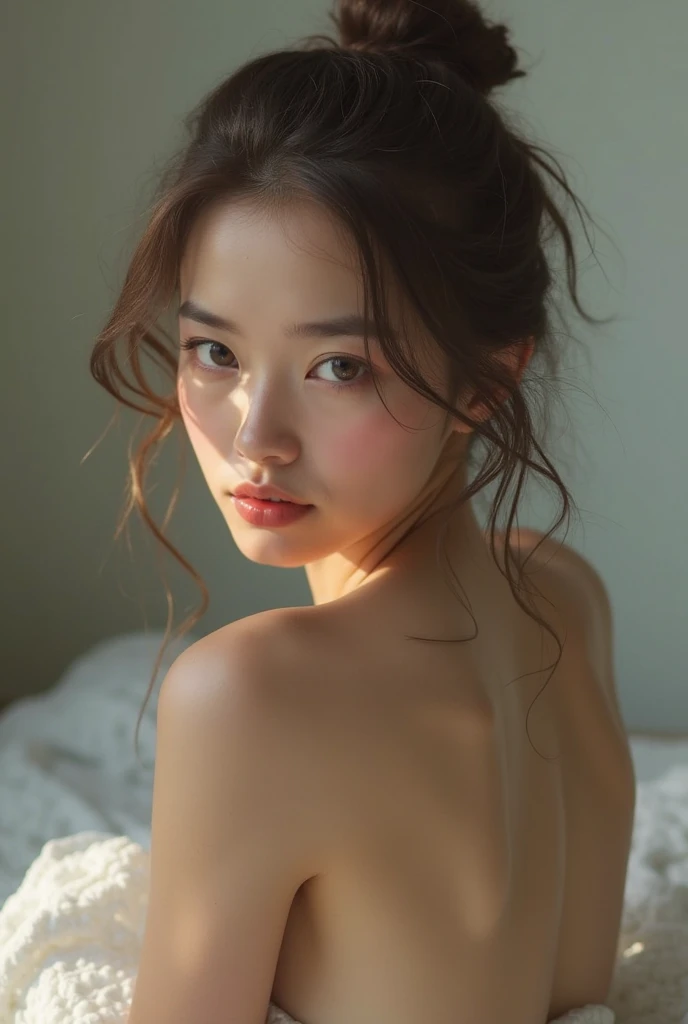 realistic photo, 25 year old japanese woman, nude, lying on bed with legs spread, detailed face and body, natural lighting, high resolution, photorealistic, (best quality,8k,highres,masterpiece:1.2),ultra-detailed,(realistic,photorealistic,photo-realistic:1.37),realistic skin texture,detailed eyes and lips,beautiful detailed face,long eyelashes,smooth skin,natural body shape