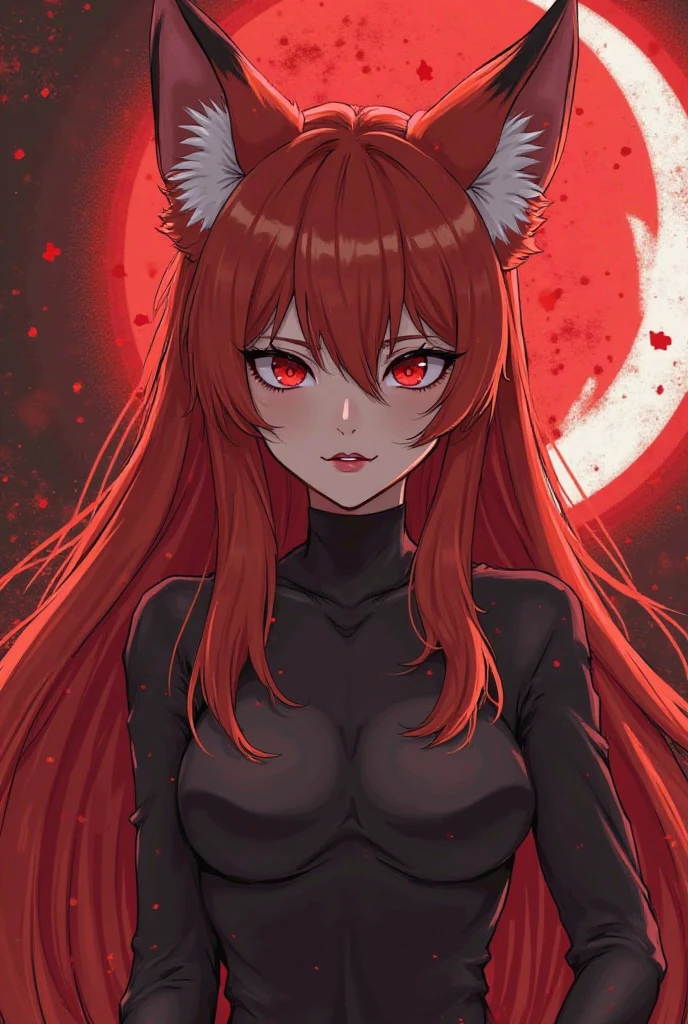 1girl ,20s,angry face,black bodysuit,(red hair),long hair,fox ears, sunny,SKETCH,DRAWING