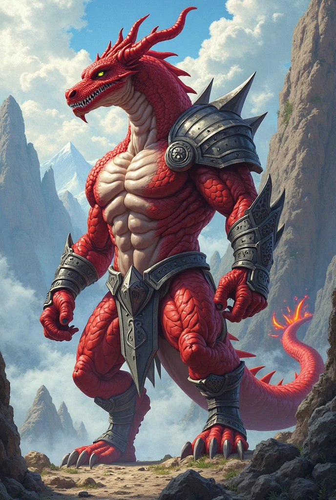 solo, stone wall, standing, guarding, penis outline, (ultra detailed), a beautiful and detailed full size portrait of a male anthro red dinosaur, reptile, tree (scales, detailed scales, muscle anthro, buff, big pecs, gladiator armor), black loincloth, big crotch, armor leg wear, armor, knight helmet, armor gloves, glowing eyes, red eyes (glowing), non-mammal breasts, looking at viewer, bedroom_eyes, detailed eyes, big body, sexy body, goddess, big crotch, crotch apron, balls outline, kenket, Ross Tran,ruan jia, trending on artstation,foxovh, cenematic lighting, (((hand on penis, cumshot))), open mouth, smile, detailed background, day, solo, side view, empty eyes, foreskin, tan body, tan scales, empty eyes, wet, night, big body, translucent loincloth, unconvincing armor, warrior, gladiator, thick thighs, warrior costume, lizard tail, full body, big butt,