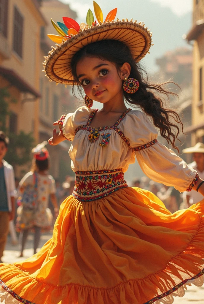 Drawing of a child in a typical Salvadoran costume dancing