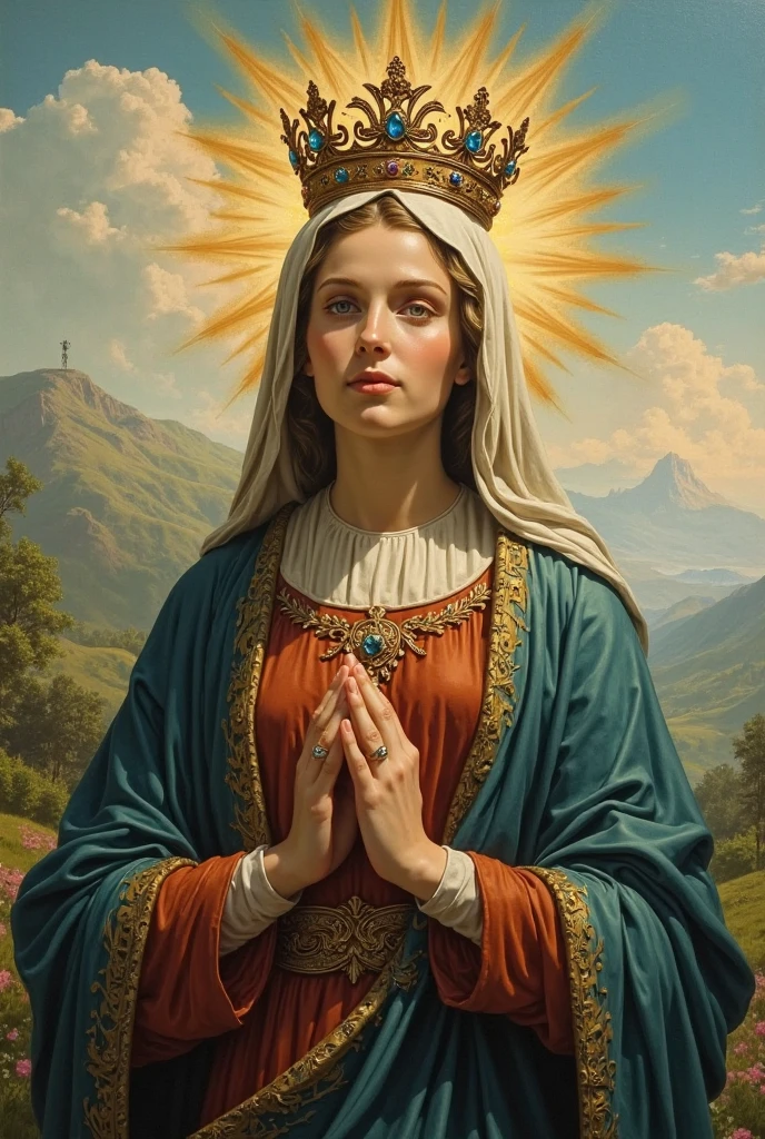 Oil painting of Mary, mother of God, MIDDLE OF MEDIVELA AND ANCIENT