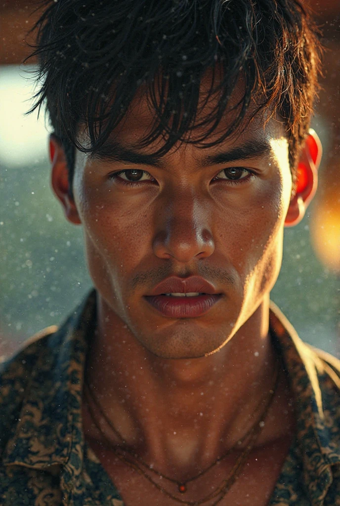 Japanese,25-30 years old , Masculine and handsome, the weather is summer,Wear summer sex clothes,For example, vest(Super detailed, Realistic, best quality, 4K, 8k, High resolution, masterpiece:1.3)The background is Bangkok, Thailand,It's the Water Splashing Festival,wet,full body pic. happy