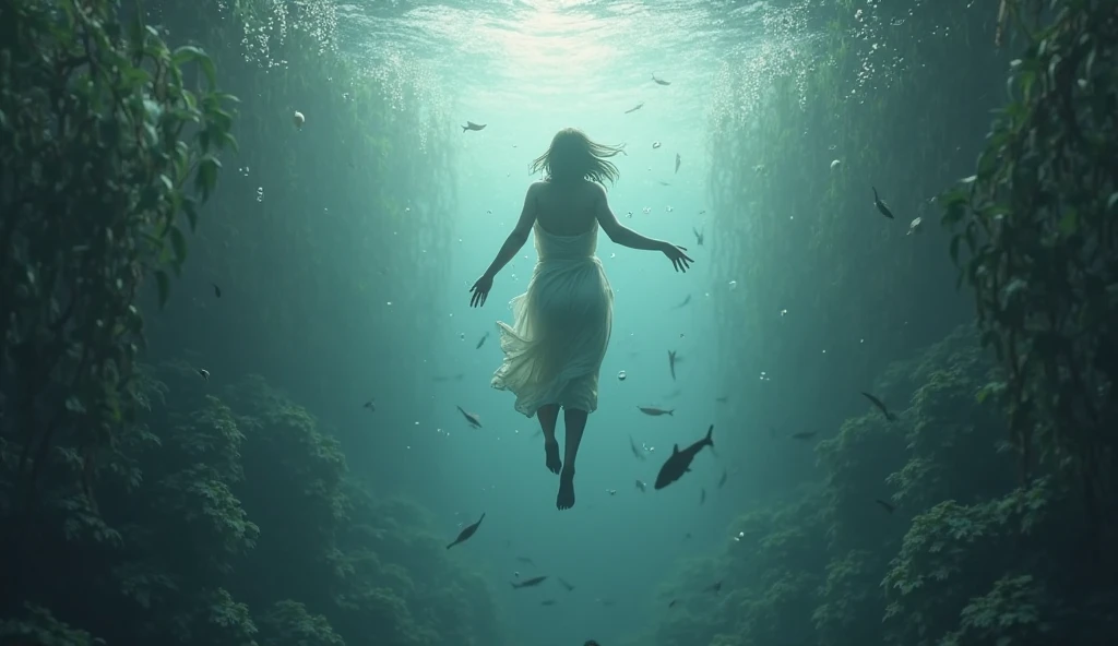 Jessica Lange full body floating in the middle of andromeda, dark fantasy, realistic