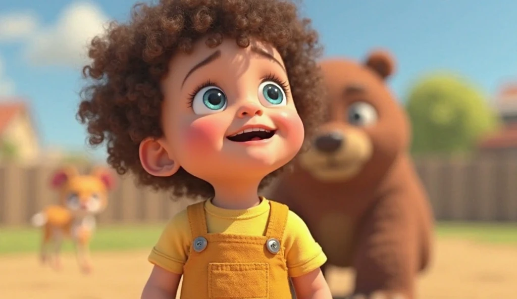 ((3D, best quality: 1.3)), ultra-detailed, SK, ((((solo))), full body, (close-up of a 5-year-old baby ((afro-futuristic)): 1;15), casual wearing, current fashion, black t-shirt short, (((white shoes)))), (short kanekalon hair; 1.15), (well-defined symmetrical face, screaming expression: 1.12), autumn, floas in the wind, warm and soft dark luminosity, motion blur, magnificent blue sky,