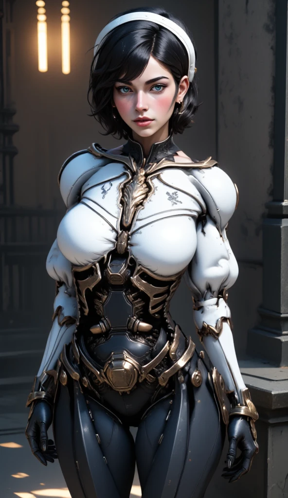 (((1girl:1.8))), ((bulky woman:1.5)) Séhélé style, Anime style, (((dark elf))) (((obsidian black leather:1.5))) (((Smoldering eyes))), ((brown hair color1.5)), ((short model haircut:1.5)), 8K, 4k, Unreal Engine 5, Octane Render, trending on pixiv, ((huge shoulder pads:1.8)) (wide shoulders:1.4), (big biceps:1.5), Fanbox, Skeb, (((White armor:1.7))), Masterpiece, ((Slim ABS plastic:1.2)),((chests pressed to each other:1.4)), (Full-bodied), wide hips, (full lips:1.5), Smooth soft skin, big dreamy eyes, beautiful anime with wide eyes, soft-lighting, Concept art, Digital Painting,