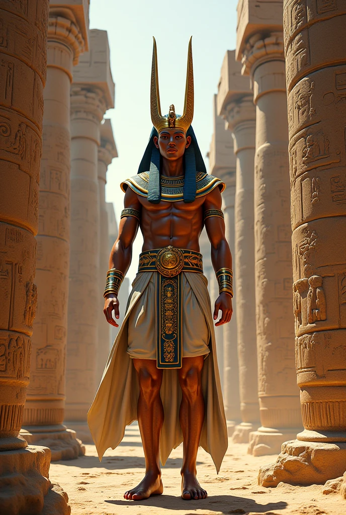 A man in costume standing in front of a building, des ghost's picture, This is Horus, Egyptian God, Horus god, the Egyptian God, Portrait of Horus, Horus, the god of anger, Storm Egyptian God, Pharaoh, Egyptian God of wind, god egypt, Mysterious twin Horus Valkyries, Reptilian Anubis