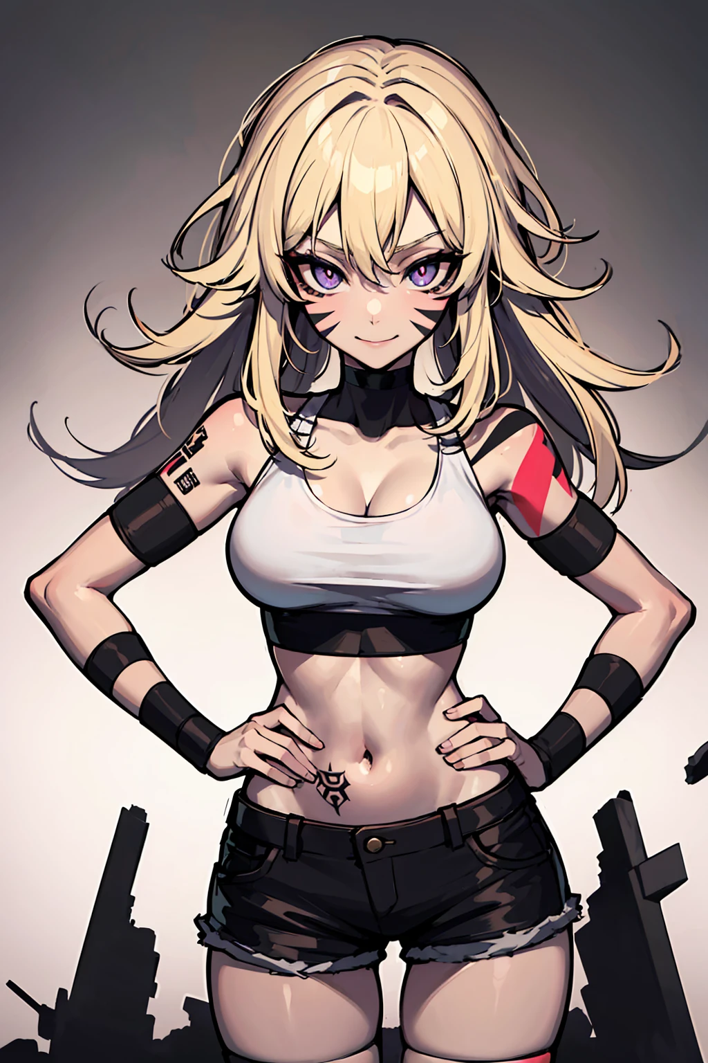  siki (senran kagura), 1girl,  mole under mouth,  blonde hair, mole, solo, red eyes, long hair, large breasts, tongue, tongue out,  hairclip,  hikage (senran kagura), 1girl, green hair, tongue out, tongue, tattoo, short hair, yellow eyes, knife, licking,  large breasts, weapon, earrings, jewelry, holding, masterpiece, best quality, highly detailed, a girls with a gun, evil smile , open mouth, sexy gaze, badass
pose , evil smile, smile, (nsfw) not safe for work, guns blazing, anime girl with long hair, beautiful long
haired girl, navel, evil expression, exposed belly, exposed navel, exposed midriff, exposed lower belly,
long black pants, crop top, cleavage, unbuttoned leather pants ,open fly, low rise black leather pants,
leather jacket, holding a gun, outdoor,street,road, navel piercing