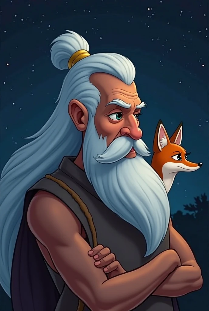 wendy_pini_style, (wizard Merlin:1.1) with a wolf, sitting <lora:Wendy_Pini_LoRa-10:0.75>, detailed, sharp, HD, HDR, masterpiece, best quality, best resolution