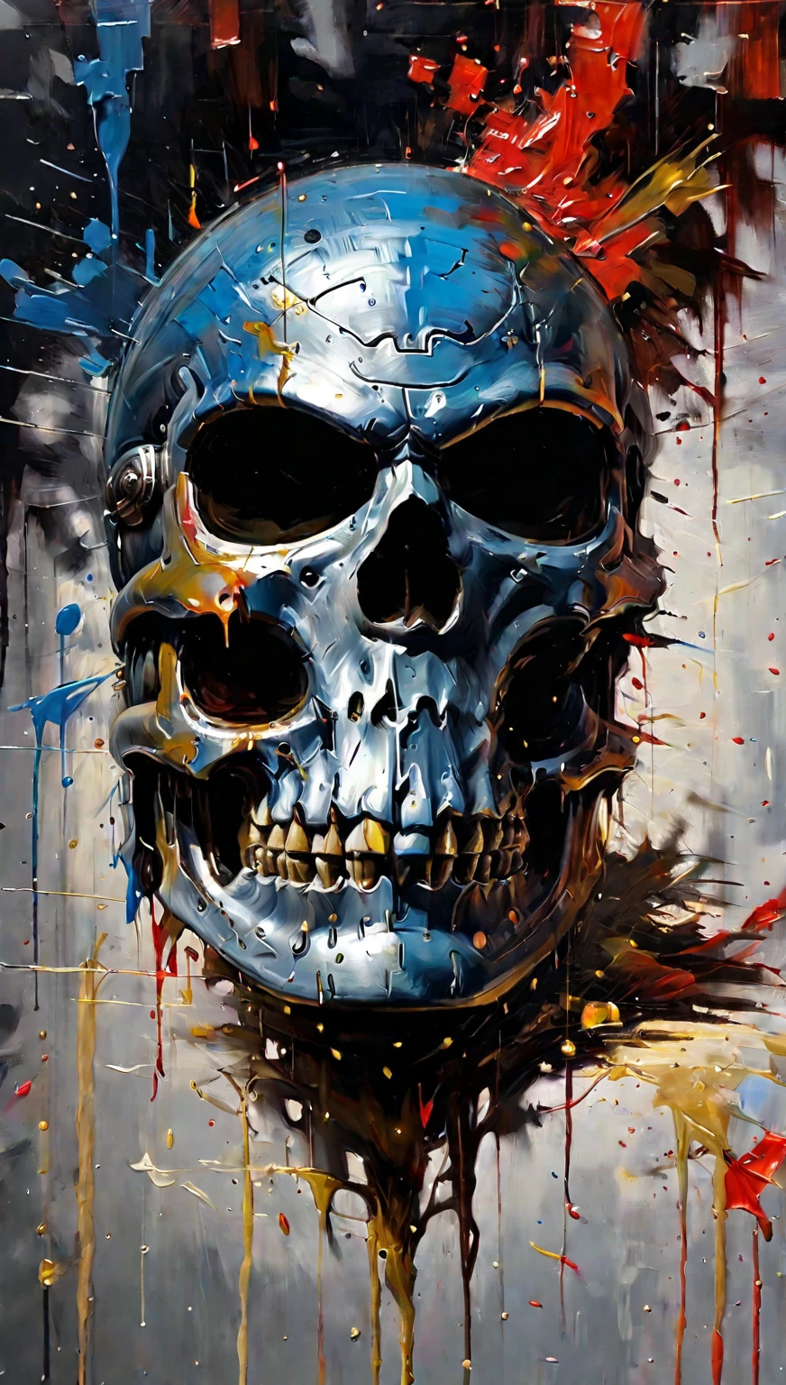 Detailed skull 2000's style futuristic silver apple hieroglyphics universe