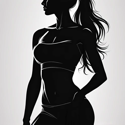 tshirt logo design isolated in black background, sexy woman silhouette bikini at the beach, waves patern, masterpiece, best quality, ((detailed face)), ((award winning)), (High Detail), Sharp, 8k, vectorial art