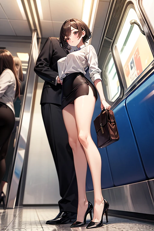 (SFW), ((photorealistic)), (masterpiece), (best quality:1.3), absurdness, [:intricate details1.3], SFW, realistic, masterpiece, (VERY crowded subway train interior detailed scenario, VERY crowded subway train interior detailed background), standing insanely hot (young small girl1) using sexy ((skirt)), ((behind skirt lifted)), ((3/4 white stockings)), ((big ass)), ((thick thighs)), (fear expression), (blushed face), (perfect body proportions)), old small man ass groping young small girl 1 from behind, (((old small man pressing his chest on young woman 1 back))) and (((holding her waist behind her)))