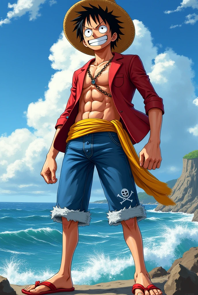 Very detailed anime illustration of a YOUNG MAN, NAMED "LUFFY" with HIS STRAW HAT, and his pirate clothes, sparkling aura, very detailed, gold filigree, intricate motifs, sunlight, smiling face, blushing, loving gaze, red and green , full body pose, highly detailed posture, fantasy , fantasy environment, anime style, ((overload combined with One Piece)) bright color, cmyk color, backlight, misty light, highly detailed, majesty and awe, cinematic, visual masterpiece stunning, double exposure, highest quality, 32k, yly. png