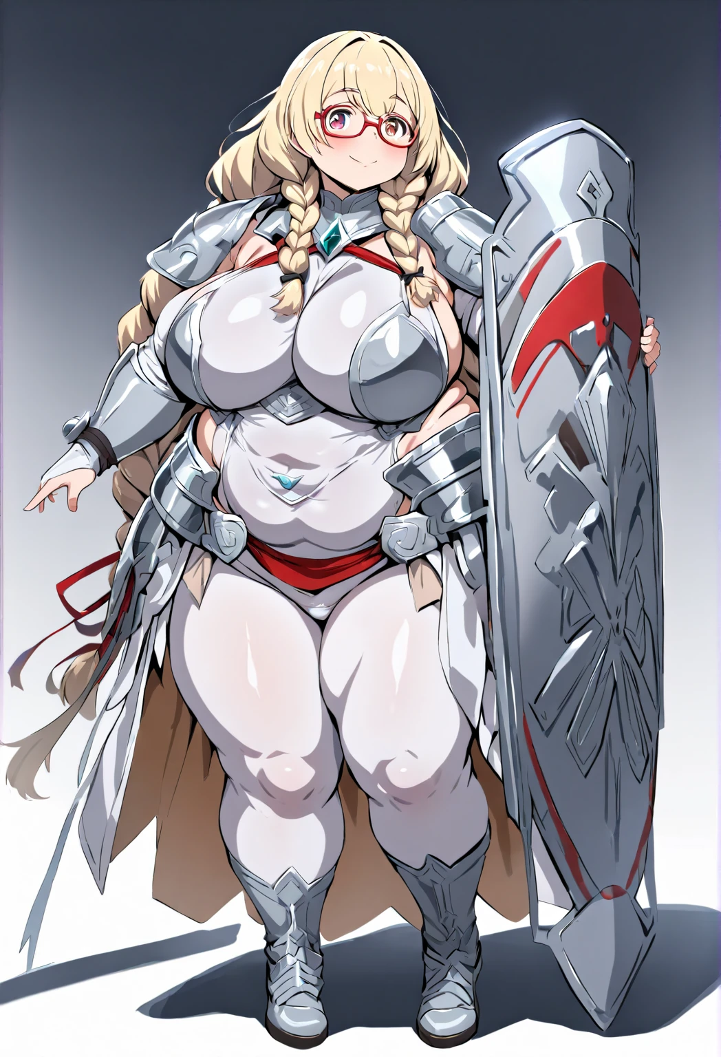 Catgirl knight wearing seductive armor making a pose. Full-body. entire body. Short hair, sexual armor. White background. Full-body, no cutoff, full-frame, zoom out