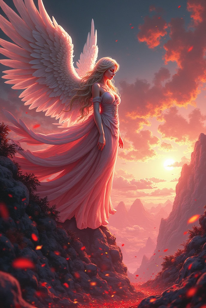 Hyperrealistic art skin gloss,light persona,(crystalstexture skin:1.2),(extremely delicate and beautiful),pov,(white_skin:1.2),1girl,solo,long_hair,bare shoulders,red_dress,skirt,(((wings,red_wings))),(full shot),looking_at_viewer,
BJ_Sacred_beast,full body,run,suspension,outdoors,sky,day,cloud,fire,water,blue_sky,ocean,cloudy_sky,
cinematic lighting,strong contrast,high level of detail,Best quality,masterpiece,<lora:SDXL_Sacred_beast:0.7>, . Extremely high-resolution details, photographic, realism pushed to extreme, fine texture, incredibly lifelike
