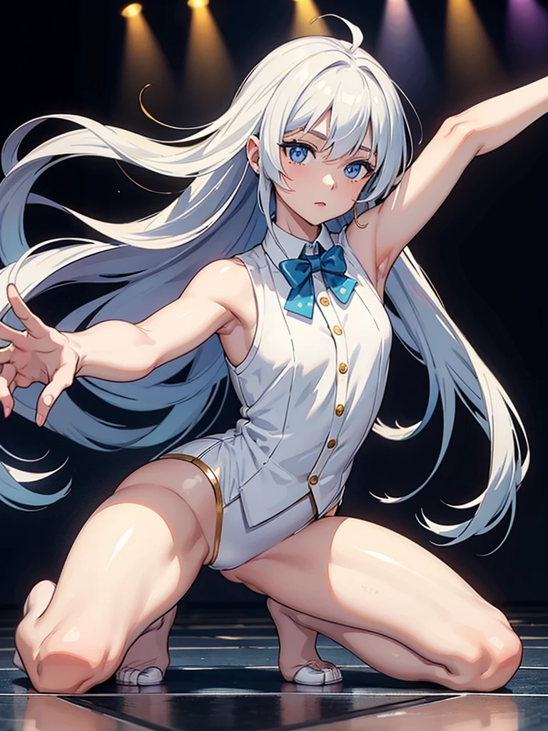 Light blue Long Hair In addition Sailor leotard beautiful girl thin Embarrassing blush Long Hair On top of that Magical girl Sailor leotard beautiful girl