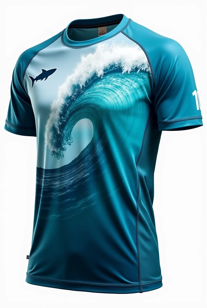 Volleyball team shirt silkscreened with ocean waves