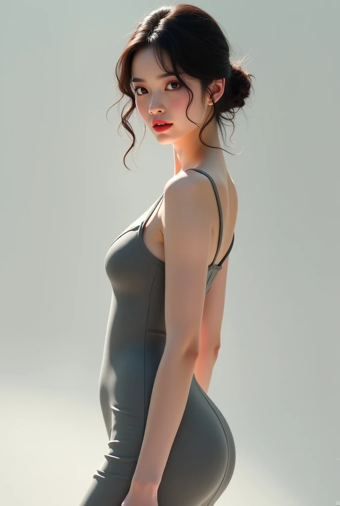 8K, Ultra-high resolution, best quality, masterpiece, 三分割法によるphoto,Surrealism, photo, 1 girl, (16 years old:1.3), pretty girl, Cute face, Beautiful eyes in every detail, 細かくdetailedに,masterpiece,A girl:1.2, Japanese female announcer,whole body,sad,Tears streaming down my face,Black short hair,Messy hair,(Black suit:1.3),Nun clothing,Black pencil skirt,(印象派の美しい少女のimage), (Gray background:1.3),(Light and Color in Impressionism),whole body,Beautiful leg line beauty,Realistic skin, 完美beauty的脸庞 ,完璧でCute face, Attention to skin details, Perfect limbs、Willow Waist,Looking at the audience、beauty,Long Neck,clavicle,(((Ideal body shape))),A cup small breasts :2,image:2,Perfect anatomical structure,鮮明なdetailed,detailed,Surrealism,Light and Shadow,spotlight