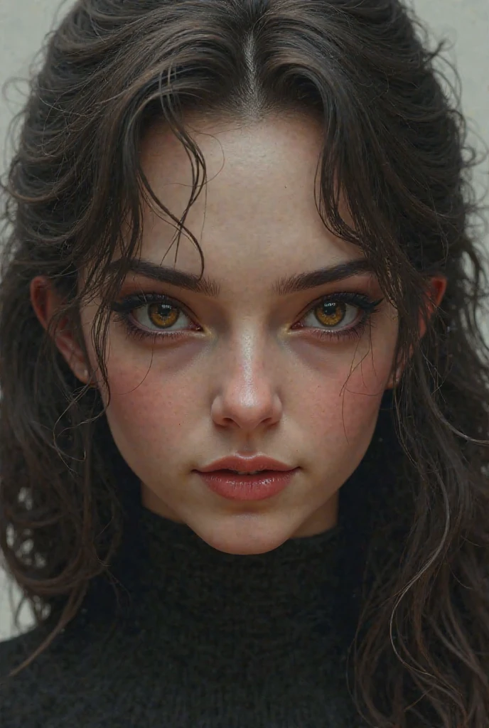 wearing (sweater), portrait, beautiful face, pretty eyes, outside, portrait, park, trees, teeth, eyes open, ward winning photo, best quality, upper body, Hannahowo, windblown black hair, by lee jeffries nikon d850 film stock photograph 4 kodak 400 camera f1.6 lens rich colors hyper realistic lifelike texture natural lighting unreal engine trending on artstation cinestill 800, (100mm lens)