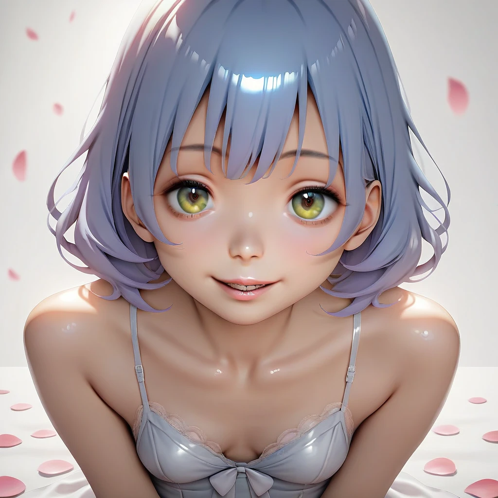 award winning high resolution photo of a young woman, age 20, slim, petite, purple hair, (facial:1.2), (cum:1.2), smiling face, smile, cum on eyes, freckles, (from above), <lora:facial_cumsluts:0.7>, highly detailed eyes
