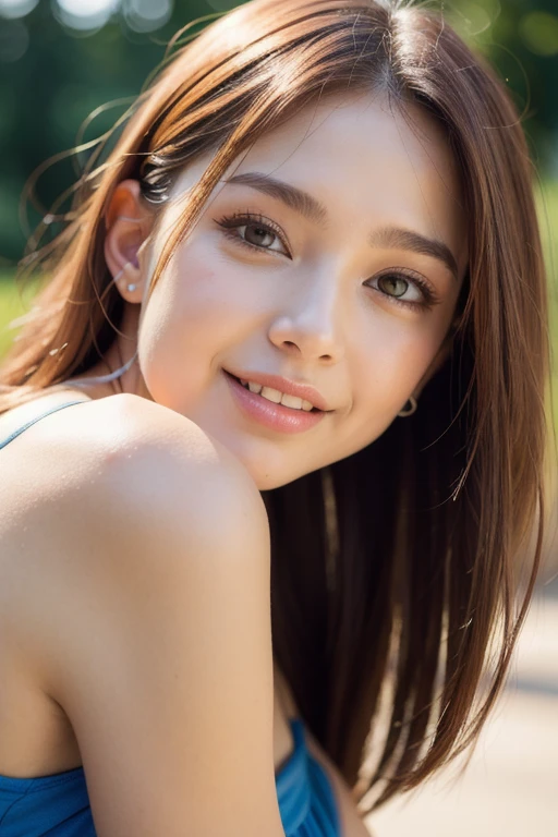 (8K High Resolution), (highest quality), (RAW Image Quality), (Realistic), (Realistic:1.37),  (full body:1.5), Long eyelashes, Exquisite, Live-action Realistic style, The ultimate face, Realistic, light and shadow, Distinct facial features, Milky skin, Fair skin, Skin with attention to detail, Realistic skin details, Pores are visible, Very detailed, Hair length is random, Flowing hair, Best Portrait, The only Swedish girl, cute, Beautiful and beautiful eyes, Beautiful and detailed nose, Very detailed skin) , (Beautiful face with double eyelids), (realism: 1.4), Great details, Ultra-high resolution, Delicate and beautiful face, Age 25, (Beautiful Face 1.4), thin, (Wearing a floral dress:1.2), ((In a park rich in nature)), Natural smile, (looks happy), Long Hair, long legs,