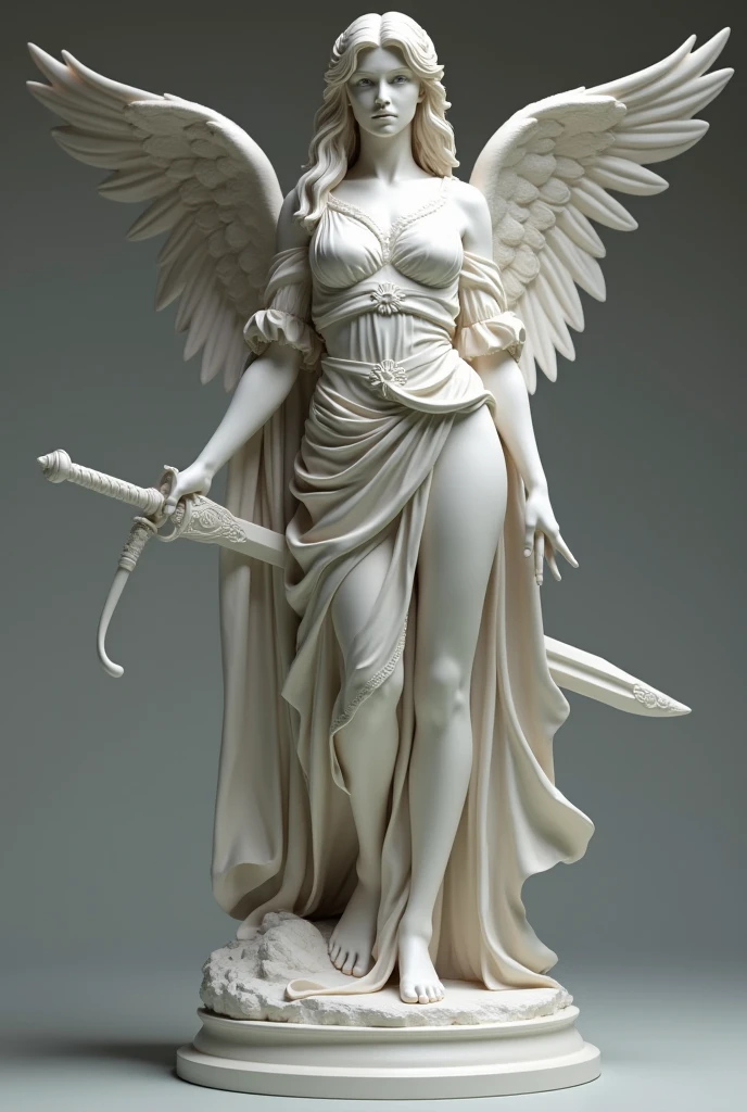 Statue of an angel in the middle of a dark and gloomy forest (Realistic: 1.2). Darkness. Dark tones. High contrast. (Height 1.2). Highlighting black tones --auto --s2