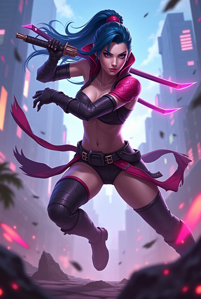 League of Legends Jinx,exposing thighs,Very sexy