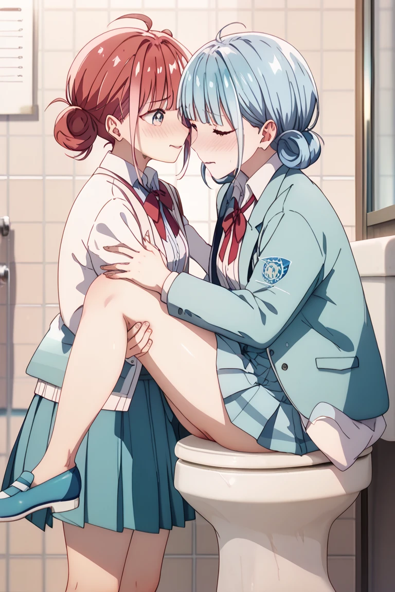 score_9, score_8_up, score_7_up, score_6_up, score_5_up, score_4_up, (source_anime), 2girls, evangellion, asuka langley, rei ayanami, yuri, Inside an elevator, Full body, sex, eating ass