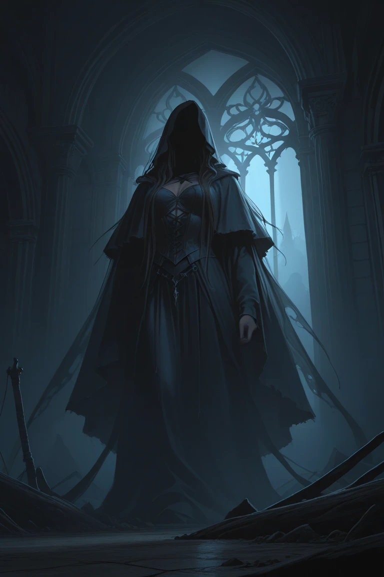 In a forsaken, dilapidated mansion deep in the heart of a dark forest, a scene of unspeakable horror unfolds. The mansion's walls are cracked and stained, covered in crawling ivy and eerie, twisted roots that seem to pulse with malevolent life. The dim light of a blood-red moon filters through broken windows, casting sinister shadows that dance and flicker across the decaying floor.
At the center of a grand, crumbling hall stands a grotesque, ancient mirror, its surface cracked and tarnished, reflecting a nightmarish visage. From the mirror's depths, ghostly hands reach out, clawing desperately at the air as if trying to escape from an infernal prison. The air is thick with an unnatural, suffocating fog that swirls around the room, carrying whispers of lost souls and echoing cries of agony.
Sinister, half-glimpsed figures lurk in the corners, their hollow eyes glowing with a malevolent light. The floor is strewn with remnants of past inhabitants: torn, dusty clothing, broken dolls with missing eyes, and old, yellowed photographs depicting faces twisted in terror. A grand, decrepit chandelier hangs precariously from the ceiling, its crystal shards catching the red moonlight and casting blood-like reflections on the walls.
In the center of this macabre scene, a solitary figure stands motionless—a ghostly bride in a tattered, once-white gown, her face obscured by a veil. Her hollow, black eyes seem to follow you, filled with an overwhelming sense of sorrow and rage. The atmosphere is thick with dread, as if the very air is alive with a sinister presence, waiting to ensnare anyone who dares to venture too close.
This horrifying tableau captures the essence of terror, a scene so chilling and unsettling that it compels viewers to save it as a grim reminder of the darkest corners of the human imagination.