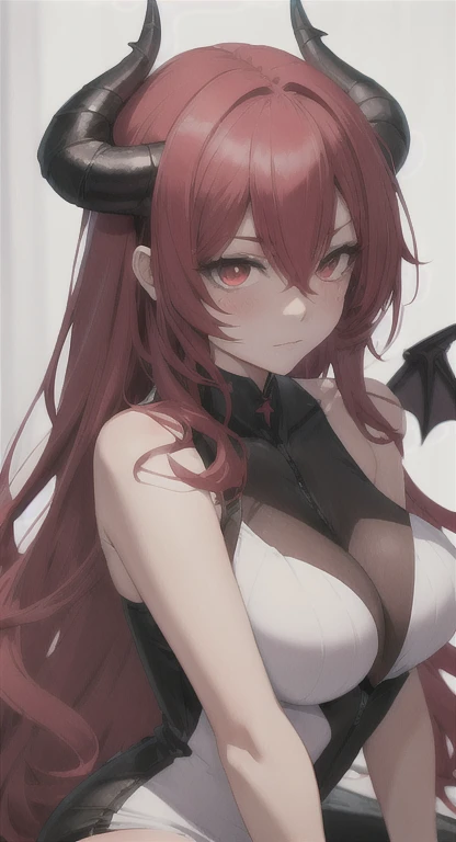 anime girl with horns and a bra top posing for a picture, demon anime girl, demon girl, portrait of a female demon, succubus, succubus in sundress portrait, portrait of demon girl, succubus in tight short dress, demoness, with horns, demon woman, beautiful succubus, anime monster girl, monstergirl, human :: sorceress, smirk, evil laugh, sharp eyes,
