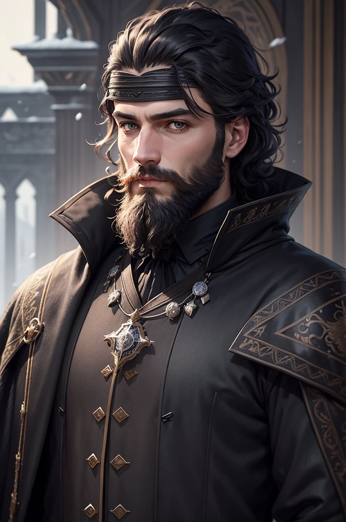 realisticlying，top-quality，tmasterpiece，slow motion，（Medium shot of medieval knights，melancholy face，sbeard，curlies：1.2），Chain mail and plate armor，（Realistic and detailed|Complex armor：1.1），（Visible face：1.3），（Realistic physiognomy|The eye|irises|The skin|Muscle tissue，Detailed skins，skin textures，Natural skin），（Holding a black rose in his hand：1. 2）， Frontal perspective，Imposing and firm posture，Look forward firmly，The skin is soft and delicate，Natural skin texture，Natural skin，Highly detailed clothes，rich details​，intricately details，Realistic wrinkles in clothes，Medieval battlefield landscape，mostly cloudy sky，Castle in the background in the distance，Radiant illumination，deep shading，dramatic scene，Dark and cool tones，Gold and gray tones， There are no other characters in the scene，detail-rich|复杂，Detailed landscapes，Volumetriclighting，（Detailed lighting），（Detailed light reflection on armor：1.1），8k，highly details，UHD，HDR，Realistic Facial Expression|Hairstyles，a drawing，A man looks at the camera，With a serious expression on his face，Countless roses and peony petals have a handsome man's face in the middle，Eyebrows are clear，There was a longing for love in his melancholy eyes，There are teardrops in the corners of the eyes，Delicate skin，With a beard，The ears are big，hair messy，The face has a faint blush，The lips were slightly open with blood，Holding a black rose in his hand，Expose the chest，Blood stains on fingernails，The atmosphere is mysterious，The face is clear，Full of detail，localized light，Aperture dispersion，真实感，Advertising hard photo style，High contrast between light and dark，Magazine cover design。