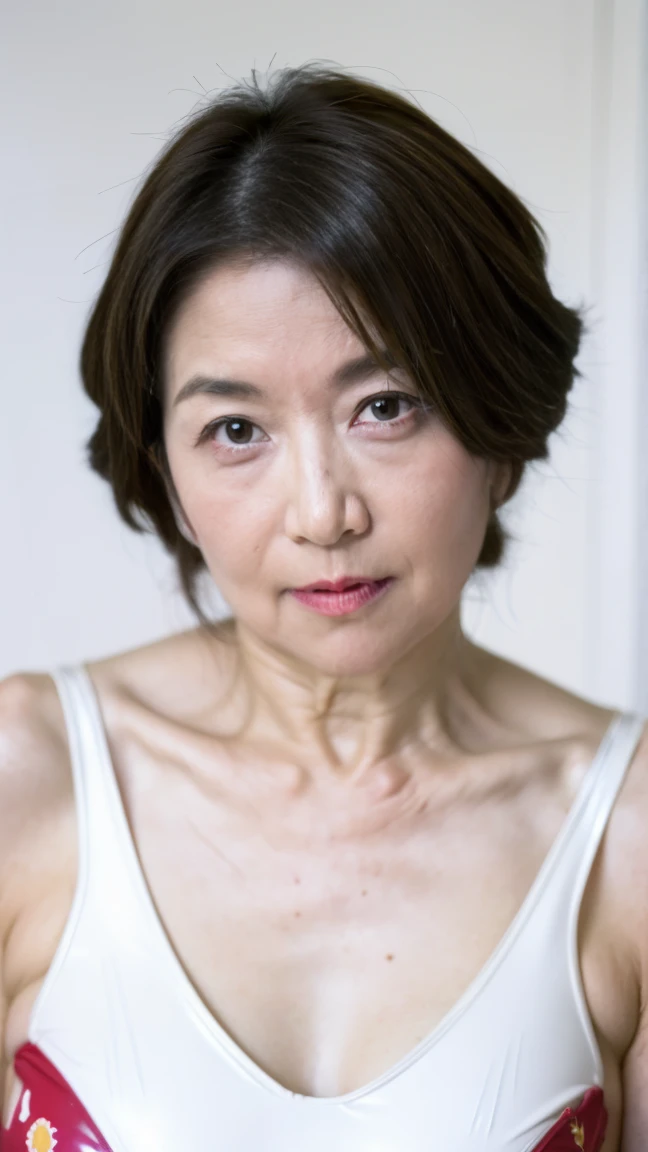 (((Solo))), Obscene look, Elderly mature woman pure white background, gravure, facing front, POV image, ((Center the screen)), wear a fancy bra, describe the lips correctly,red-lips, Fancy makeup, from the chest up, masuter piece, Best Quality, Ultra-detailed, Photorealistic, Ultra-detailed細なスキン, Perfect Anatomy, (1 mature housewife), (positive), 95 years old, Tremendous big, fashion modell, glamor, A sexy, Chromo-white skin, Looking at Viewer,