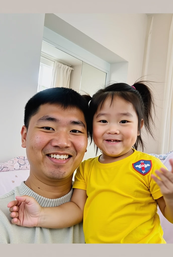 there is a man holding a baby in his arms, with a child, father with child, steve zheng, ruan jia and brom, yanjun cheng, Ruan Jia and Fenghua Zhong, Wang Qichao, caring fatherly wide forehead, Li Zixin, Portrait image, 3 2 - year - old, yihao ren, 2 9 years old