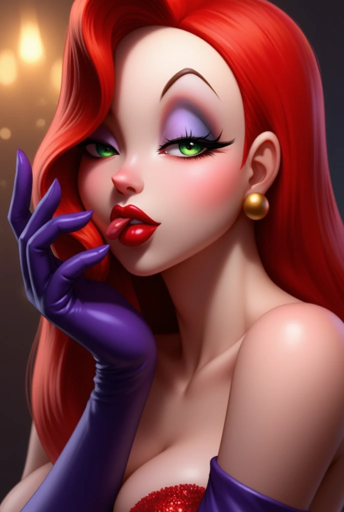 Eve , hazbin hotel, one person , light purple skin , big white bright smile , a gesture of keeping a secret , sitting on the throne