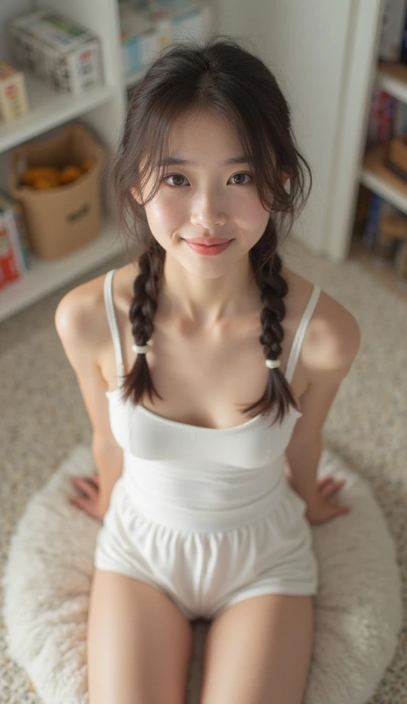 1 belldandy nubile juvenile junior idol bookworm girl wearing hairclip cute lovable adorable tiny youthful innocent perky zellweger face middle-school girl energetic, loose hair, shy smile, exposed supple budding breast, unique face, blacke hair, jav actress, naked, immature, childish, acting super shy, delicate, weak, loving romantic vibes, in love, small short height, preparing for mating, dwarf girl noble queen short slim legs, mischievous, soft babyfaced gentle happy looking face, carefree, unblemished skin, otaku student president, grin, braids hairstyle, naughty, teasing, awkward short girl, pitite lityle dainty diminutive, shougakusei shoujo, excited, hyperactive girl, tank top, mini short, small shoulders, slim arms, acting spoiled, sch0olgirl bangs, small breasts, 10 years old fashion trendy beautiful beautiful beautiful girl, gentle and attractive beautiful girl, 10 years old, delicate and sexy collarbone, Attractive oval face, double eyelids, smart peach blossom eyes, pink lips, small nose, bare shoulders, ultra high definition, super detail, fresh and impressive, smooth slim legs, ballerina body