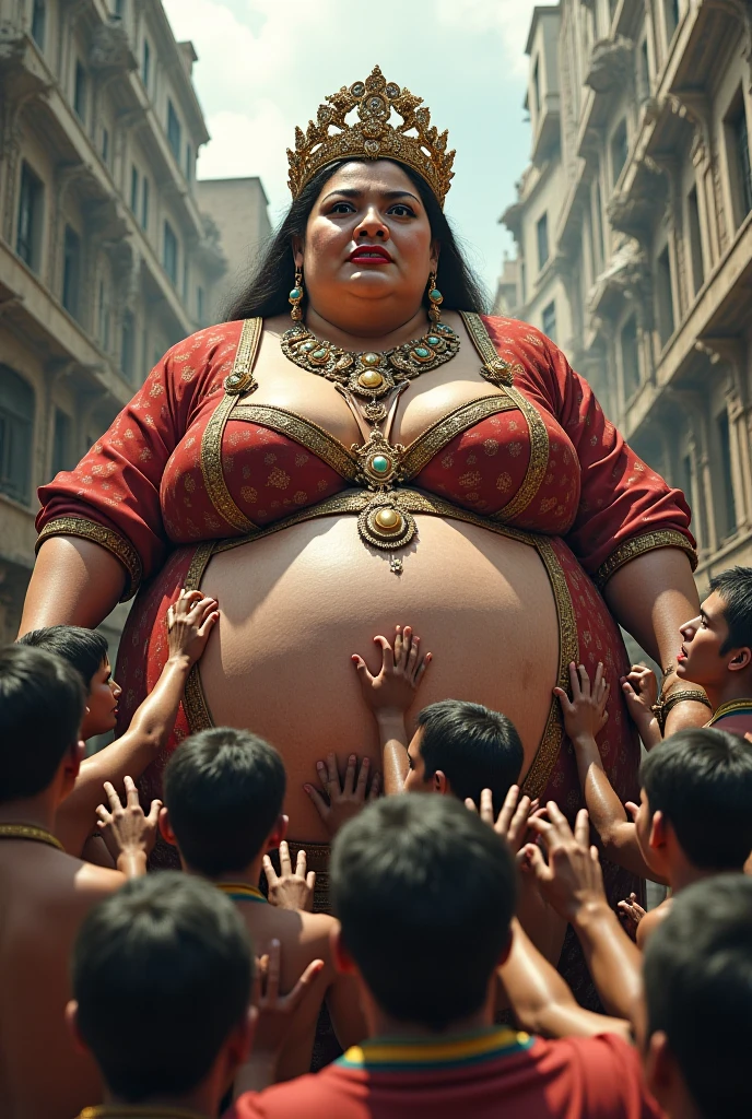 (a naked overweight ancient roman senator), beautiful detailed eyes, beautiful detailed lips, extremely detailed face and body, ((surrounded by several prostitutes wearing loincloth made of jewelry)), high quality, hyper detailed, photorealistic, 8k, dramatic lighting, chiaroscuro, cinematic composition, dramatic colors, dramatic lighting, glowing skin, ornate decorations, intricate patterns, rich textures, luxurious details, lavish environment
