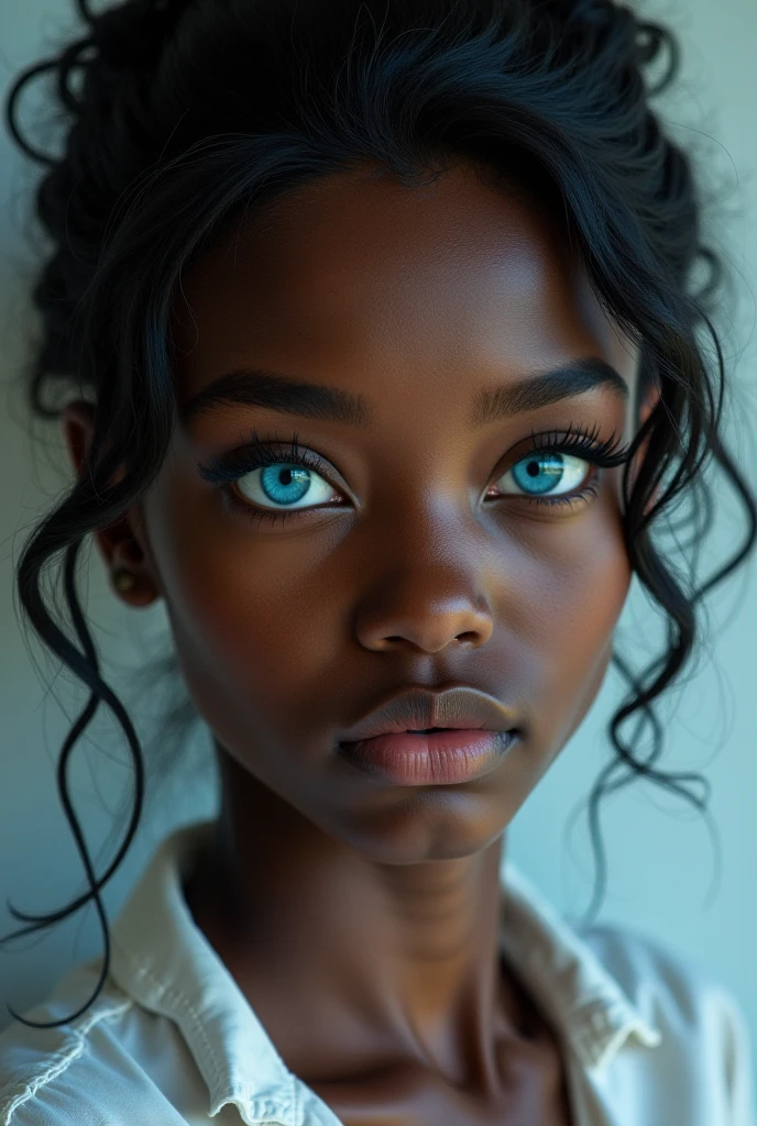 NSFW1:8,Blue delicate eyes, Embarrassing, blush,glamorous,woman,dark skin