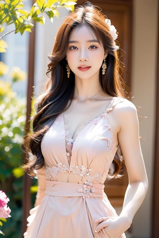 最high quality, masterpiece, High resolution, One girl, transparent silk china dress, Beautiful Face, hair ornaments, View your viewers, smile, Mouth closed,lips, dress,hair ornaments, necklace, jewelry, Long Hair, Earrings, Beautiful Face,On top of that_body, Tyndall effect,Realistic, Dark studio, Rim Light, Two-tone lighting,(Skin with attention to detail:1.2), 8K Ultra HD, Digital SLR, Soft lighting, high quality, Volumetric lighting, Frank, photograph, High resolution, 4K, 8K, Bokeh