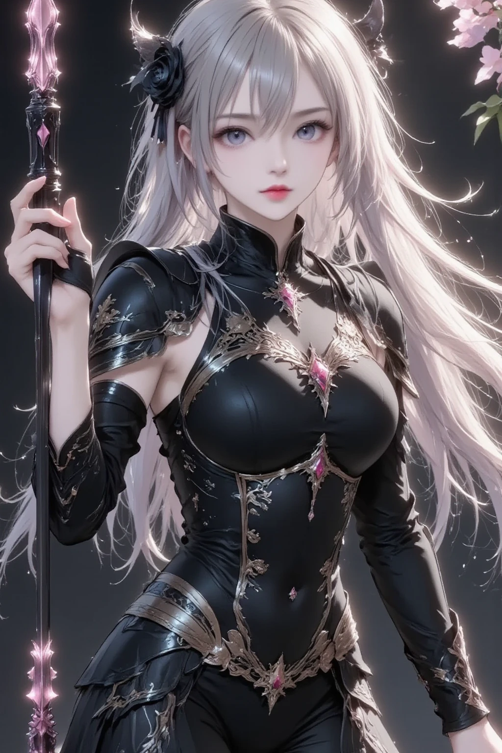 ((masterpiece)), ((best quality)), ((super detail)), one person, upper body, small breasts, swordsman, (very beautiful and beautiful woman: 1.4), messy silver hair, nails. Beautiful Detail, Very Detail, Beautiful Eye Detail, Beautiful Light Detail, Shiny Skin, Shiny Hair, Intricate Detail, X Movie Angle