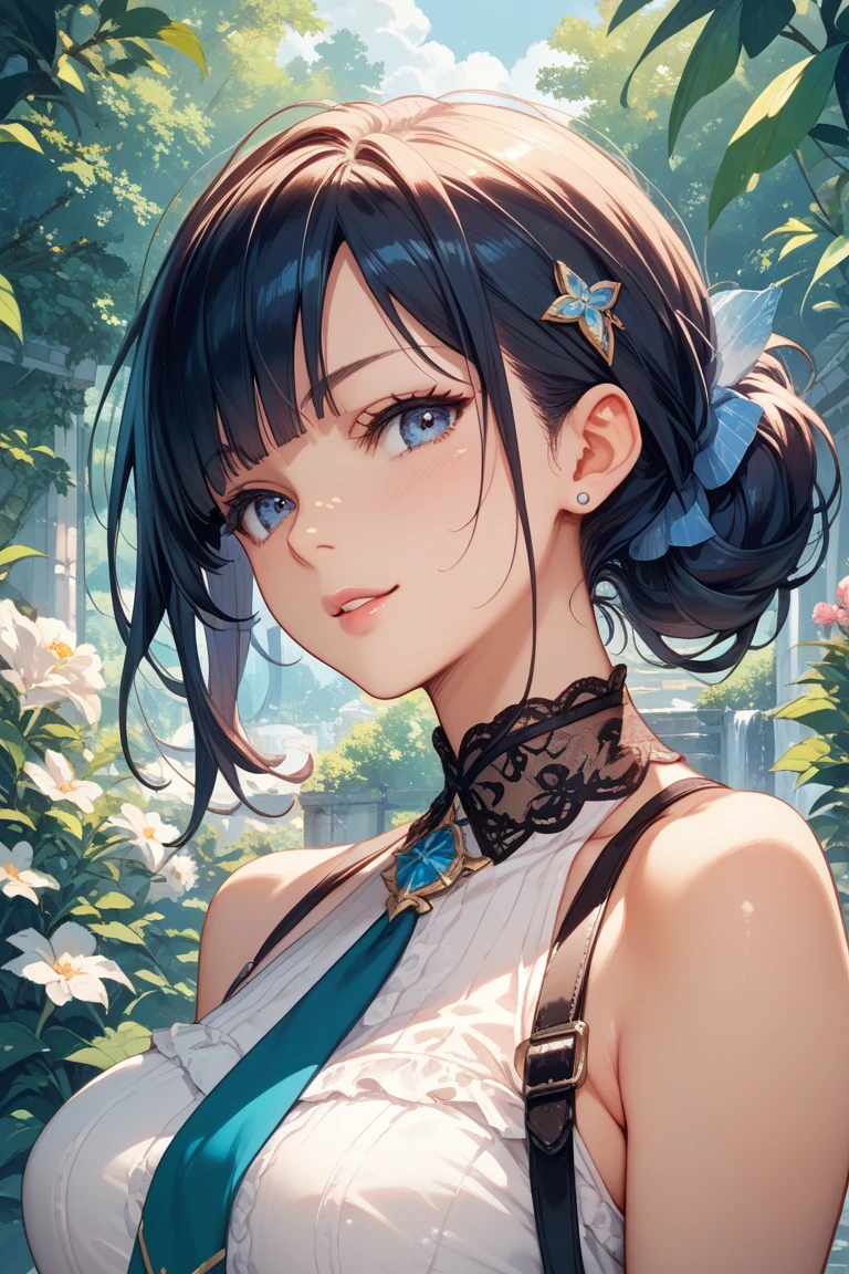 masterpiece, highest quality, Awareness-raising, Platinum Earrings, Platinum Necklace, White Dress, One Girl, cute, (Dynamic Lighting:1.2), Cinematic lighting, Delicate facial features, Detailed eyes, Sharp pupils, Realistic students, Depth of written boundary, ボケ Depth of written boundary, Sharp focus, (Ultra-detailed, bloom, Shine:1.4), Lots of little gems、 Red Neon