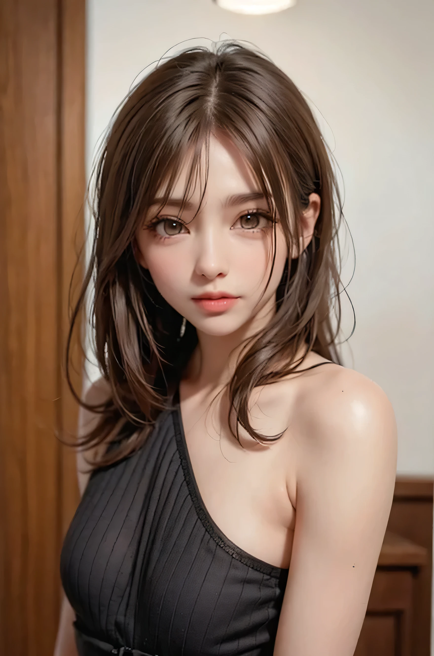 best quality, masterpiece,  (realistic:1.2), 1 girl, brown hair, brown eyes,Front, detailed face, beautiful eyes