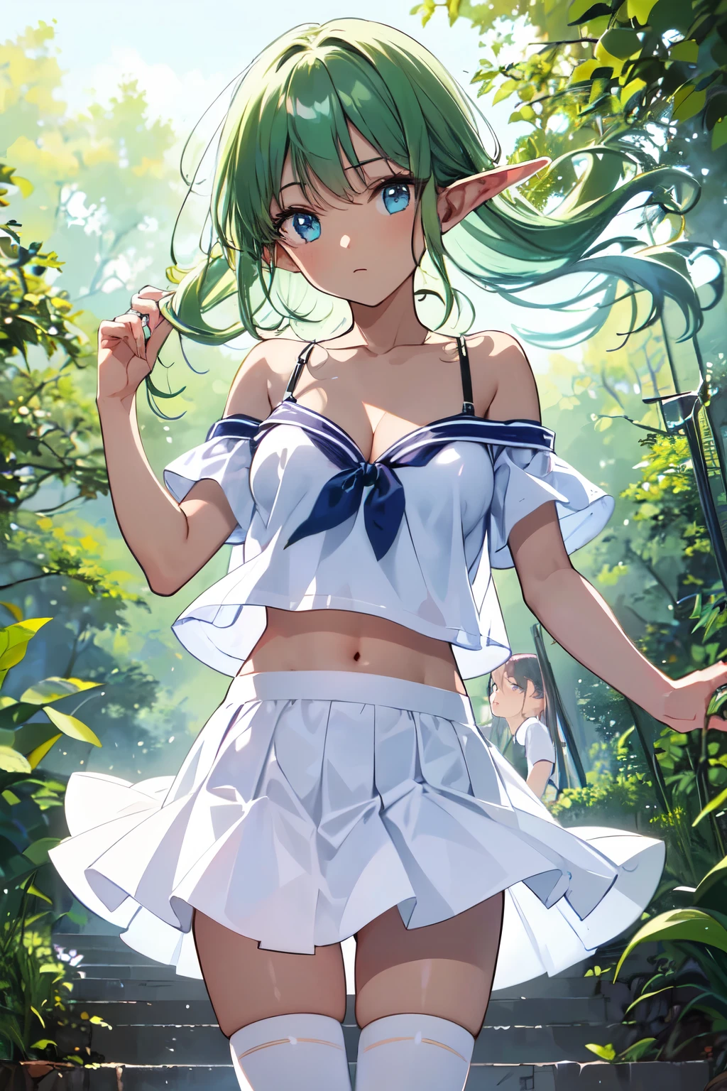 (masterpiece:2.0), (top-quality:2.0), (soaking in a hot spring:1.5), (extremely small white thong bikini:1.5), (super sexypose:1.5), (view from the side:1.5), (blushed face:1.3), (hide chest with hand:1.3), (super thin fabric:1.5), (Spilling boobs:1.4), (realistic:1.5), under the , side boob is visible, naked, 1 , precise small hands, Embarrassed look, light smile, Look at me and smile, extremely cute girl, innocent face, young face, Clear eyes, Shining eyes, small breast, shoulder is visible, Tummy is visible, cleavage of the breast is visible, stomach is visible, the lower abdomen is visible, The buttocks is visible, The crotch is visible, No pubic hair, dynamic posing, The beautiful skin, ultra-definition, Top resolution, golden hair