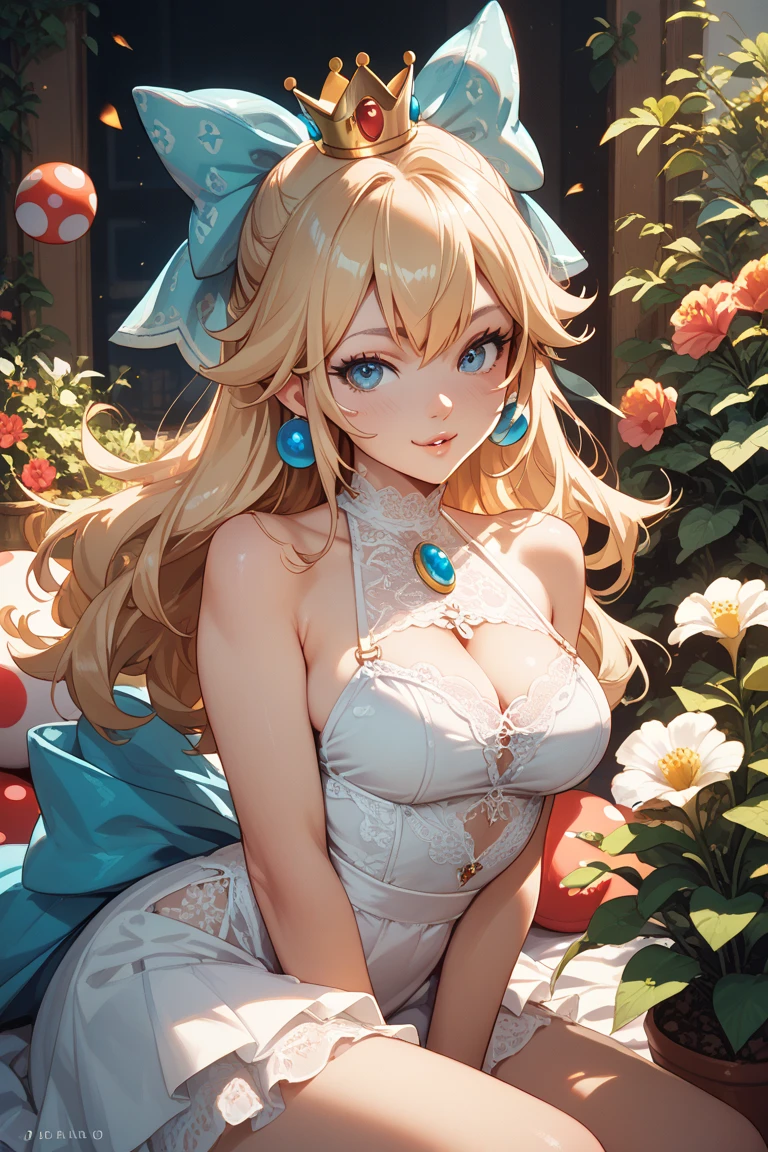 The arrival of spring、big butt、 (alone:1.5,)Super detailed,bright colors, very beautiful detailed anime face and eyes, look straight, ;d, shiny_skin,girl, ((White long hair,Inner color is red 、forehead is exposed.、green eyes、、shiny hair, delicate beautiful face, blush、(turquoise eyes), White skin, Valletta, earrings,、blue flower field、ta Bous、Lace long skirt、twin tails