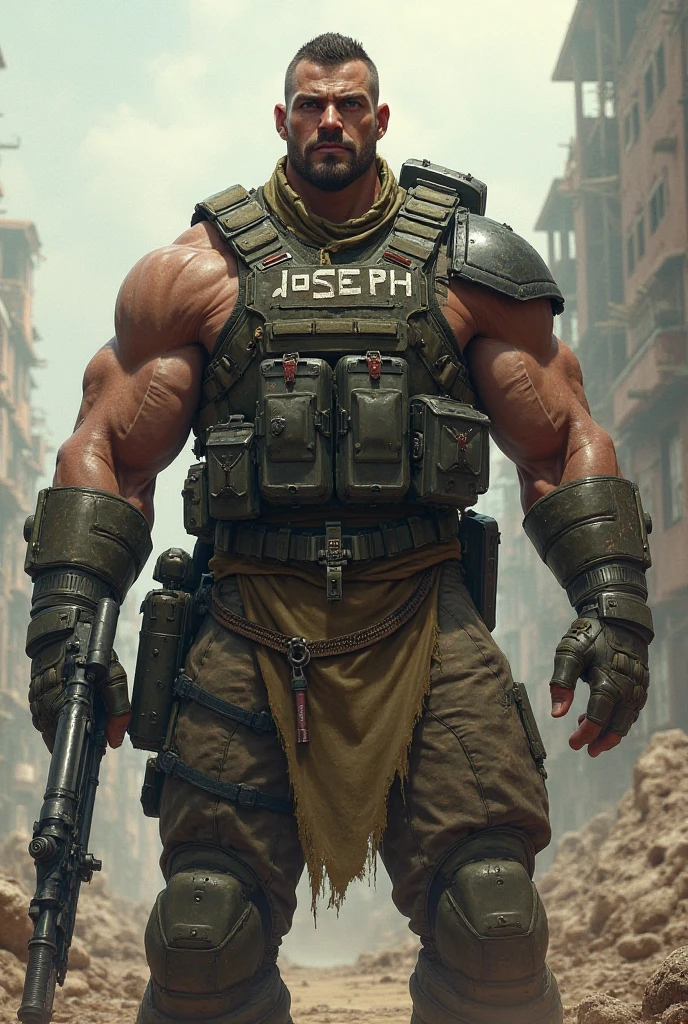 ultra realistic 8k, a 2 white man of Russian descent. ultra resistant army soldier, Does not have a beard. Muscular and corpulent physique of 2,30 meters high(Realist 8K). He wears Brazilian army pants and a heavy vest.(detailed 8k) wearing no shirt .he is in a barracks. He has a tattoo of a cross on his torso.(detalhada e ultra Realist 8K). He wears a gold crucifix too 