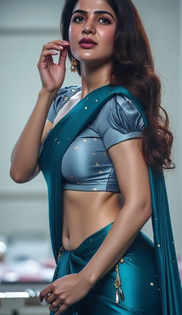 (best quality,4k,8k,highres,masterpiece:1.2),ultra-detailed,(realistic,photorealistic,photo-realistic:1.37) a woman in a sari posing for a picture, indian goddess, traditional beauty, indian, beautiful goddess, ornate cosplay, indian style, indian super model, beautiful maiden, gorgeous woman, south east asian with long, provocative indian, gorgeous beautiful woman, intricate outfit, hindu aesthetic, beautiful asian girl, extremely detailed goddess shot, jaw-dropping beauty, big boobs deep cleavage sexy navel, big deep cleavage, sexy indian women, massive in sexy bikni fusion full body